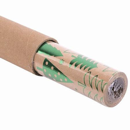 Бумага упаковочная крафт С ЭФФЕКТАМИ BIG SIZE новогодняя "Green Trees", 0,7х5 м, ЗОЛОТАЯ СКАЗКА, 591950