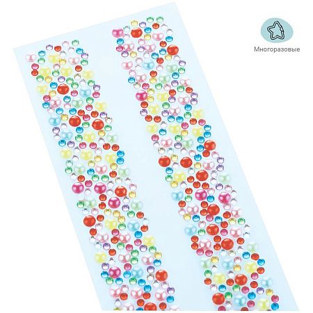 Наклейки акриловые MESHU "Colorful line", 25*7,8см, стразы, 500 наклеек, инд. уп., европодвес