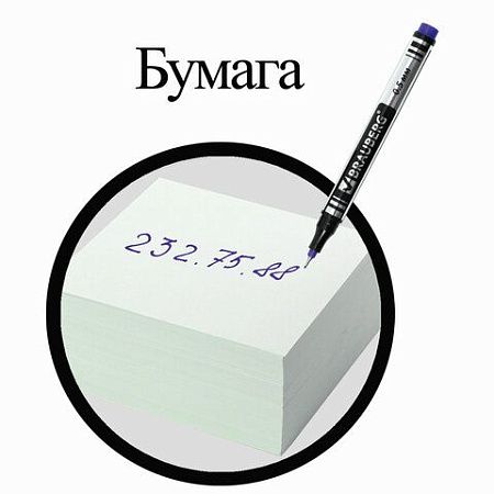 Маркер перманентный BRAUBERG "Jet", СИНИЙ, супертонкий металлический наконечник 0,5 мм, 150508 