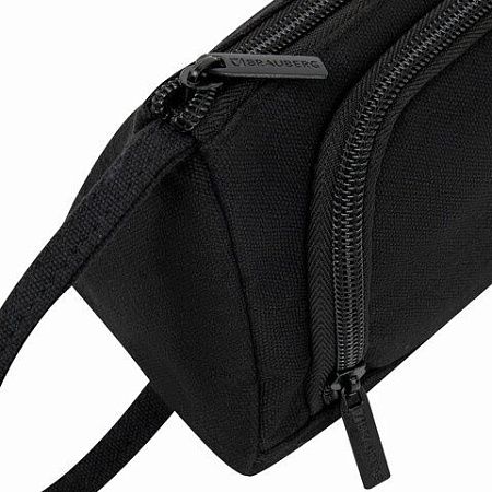 Пенал-косметичка BRAUBERG с ручкой, 1 откидная планка, полиэстер, 22x10х8см, Black, 272339 