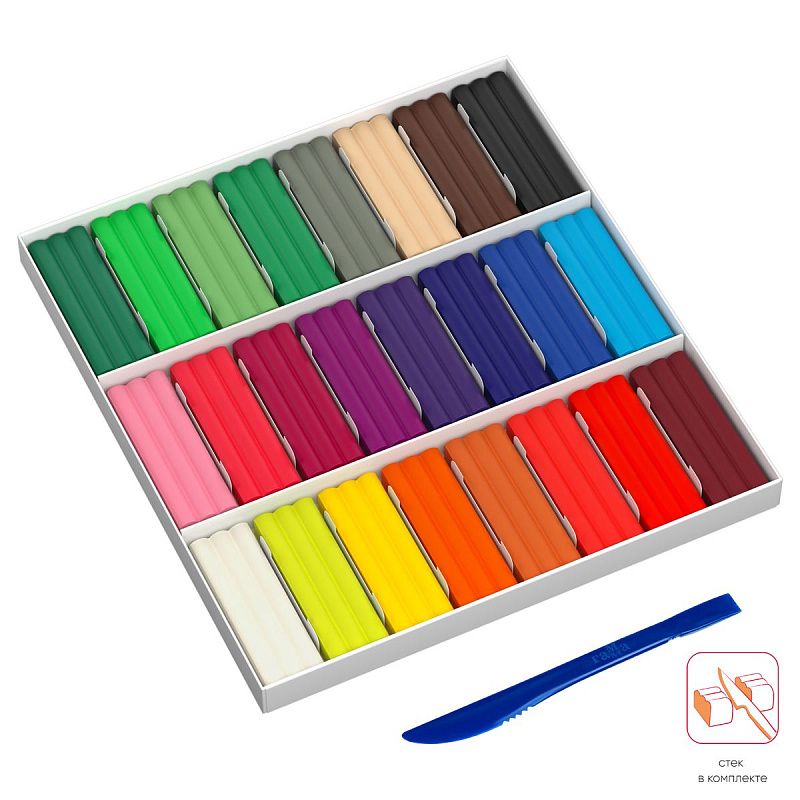 Пластилин восковой мягкий Гамма "Пчелка", 24 цвета, 360г, со стеком, картон. упаковка