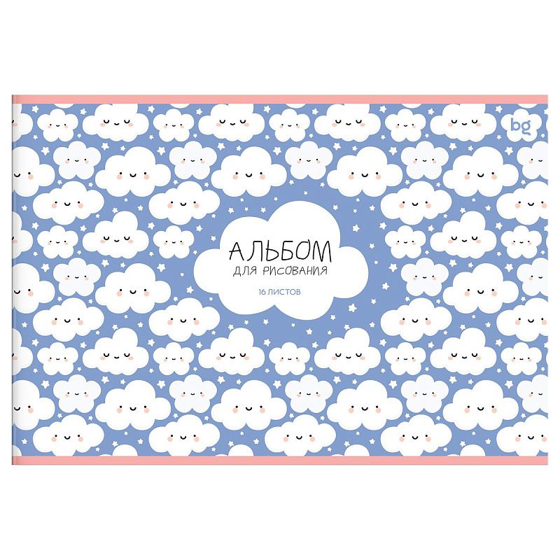 Альбом для рисования 16л., А4, на скрепке BG "Белые и Пушистые", эконом