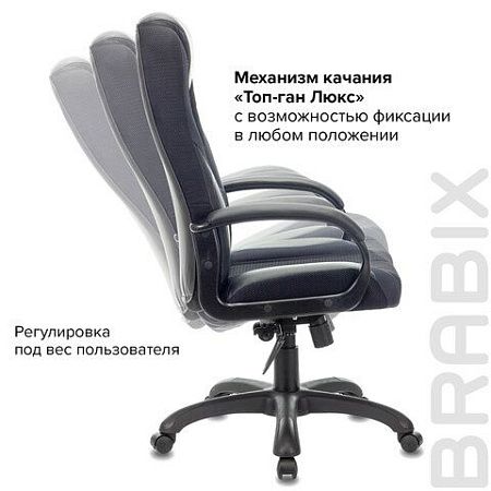 Кресло компьютерное BRABIX PREMIUM "Rapid GM-102", НАГРУЗКА 180 кг, экокожа/ткань, черное/серое, 532105