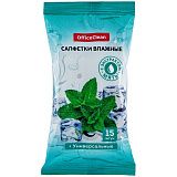 Салфетки влажные OfficeClean, 15шт., универсальные очищающие, экстракт мяты