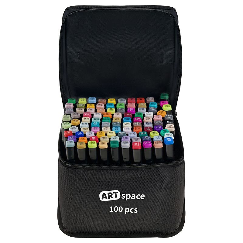 Набор двусторонних маркеров для скетчинга ArtSpace 100цв., основные цвета, пулевид./скош.