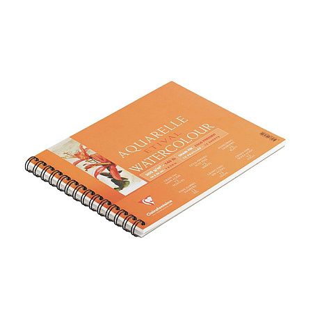 Альбом для акварели, 12л., 180*240мм на гребне Clairefontaine "Etival", 300 г/м2, холодное прессование