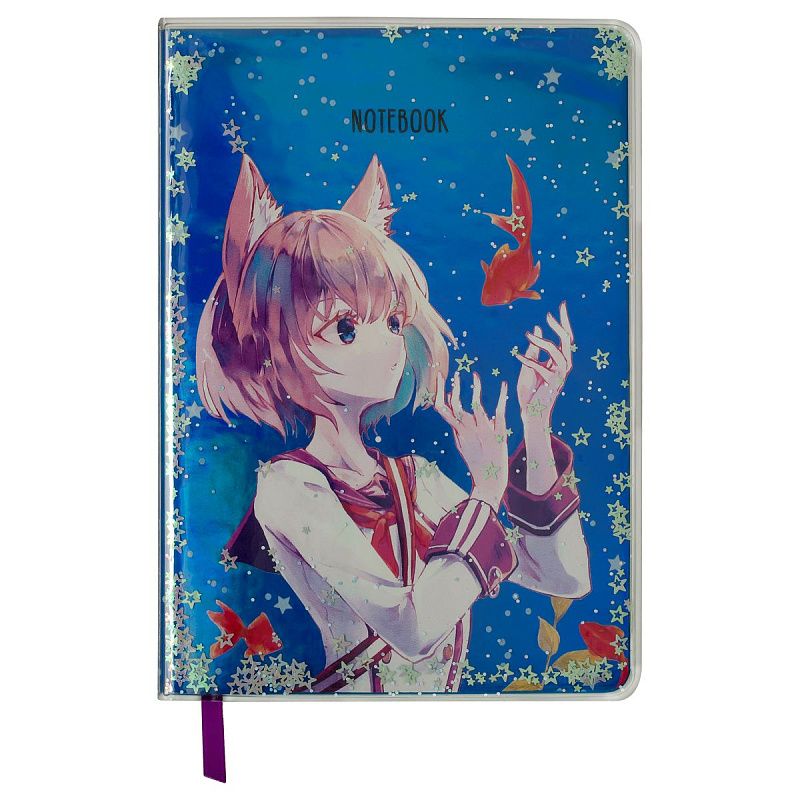 Записная книжка А5 80л., ЛАЙТ, кожзам, MESHU "Magic world", съемная пластиковая обложка, глиттер, голография, блок в линию