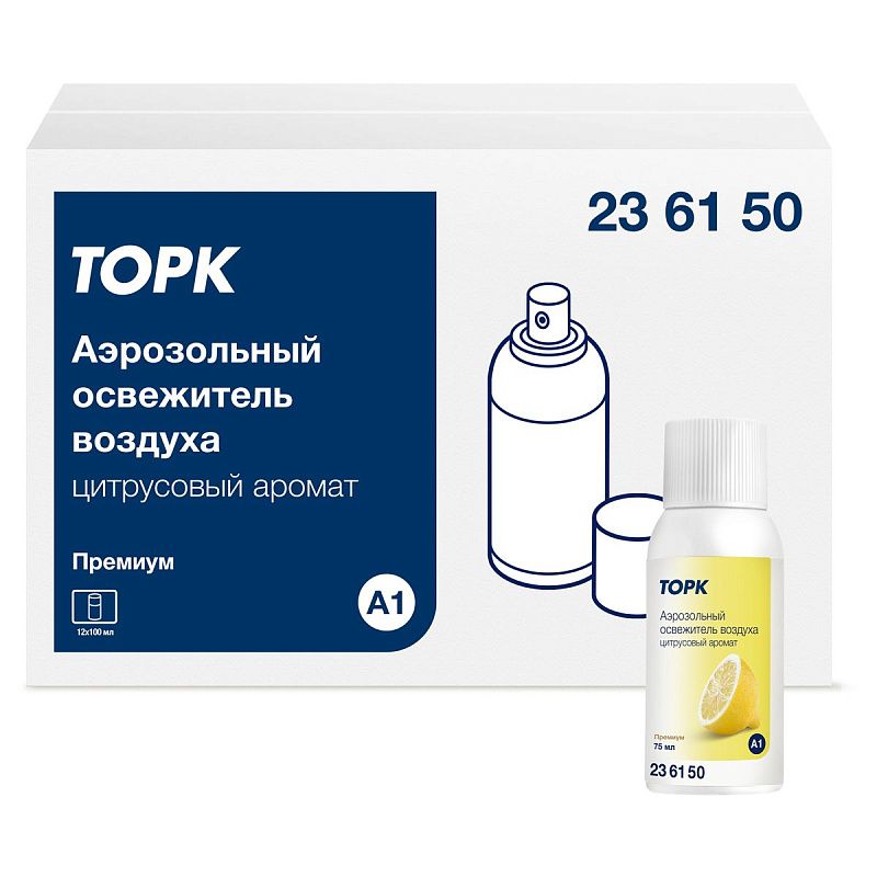 Сменный баллон для освежителя воздуха Торк "Premium"(А1), цитрусовый, 75мл 