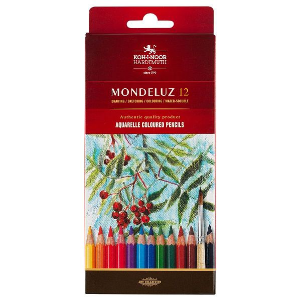 Карандаши акварельные Koh-I-Noor "Mondeluz", 12цв., заточен., картон, европодвес