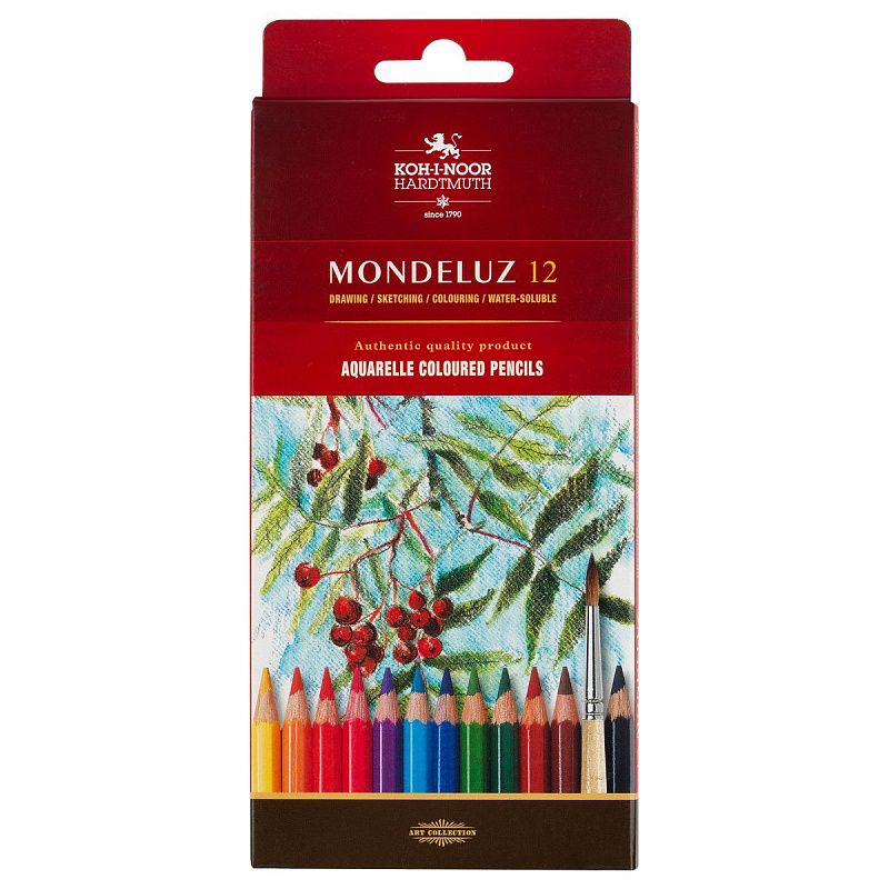 Карандаши акварельные Koh-I-Noor "Mondeluz", 12цв., заточен., картон, европодвес