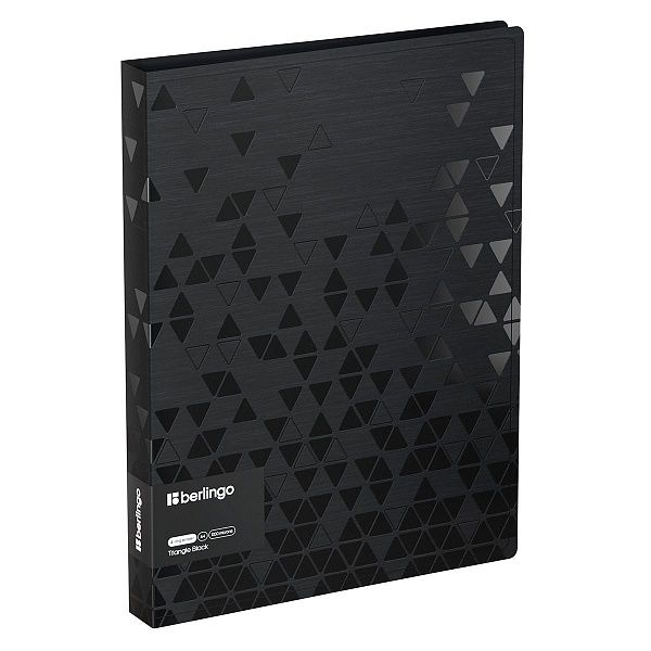 Папка на 4 кольцах Berlingo "Triangle Black", 24мм, 1000мкм, черная, D-кольца, с внутр. карманом