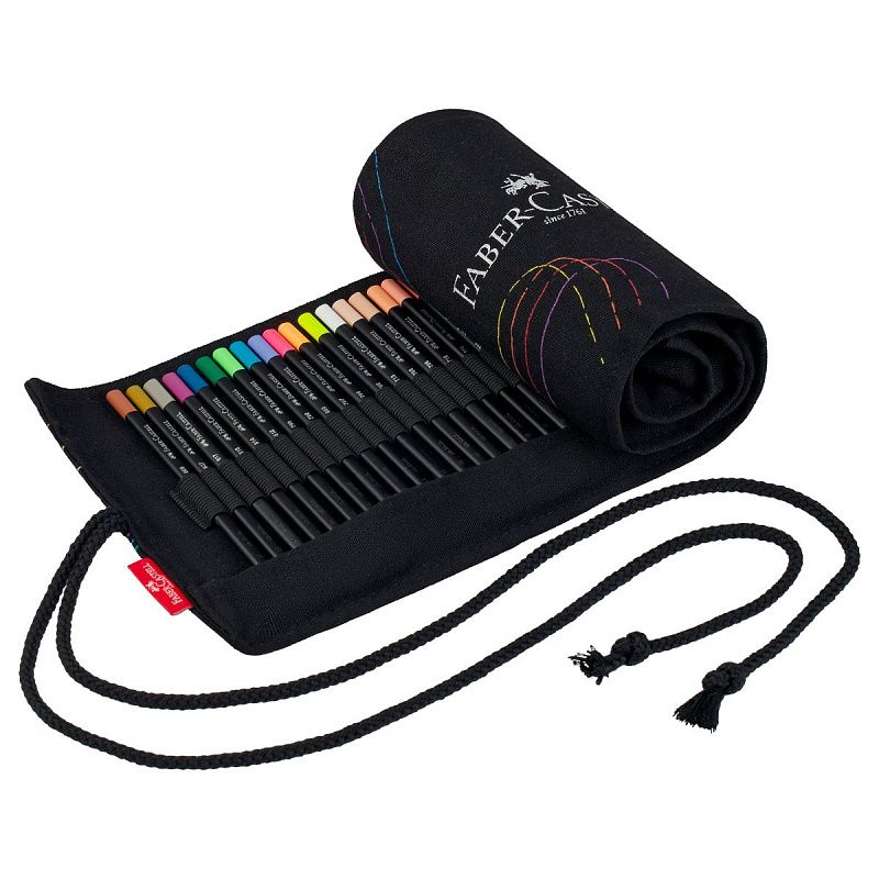 Карандаши цветные Faber-Castell "Black Edition", 72 цв., трехгран., черное дерево, заточен., пенал-скрутка