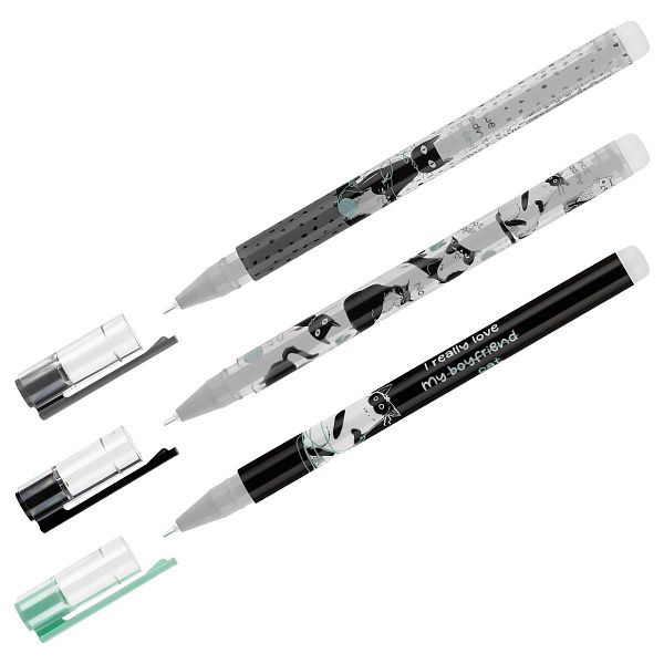 Ручка гелевая стираемая MESHU "Cats knot" синяя, 0,5мм, корпус ассорти