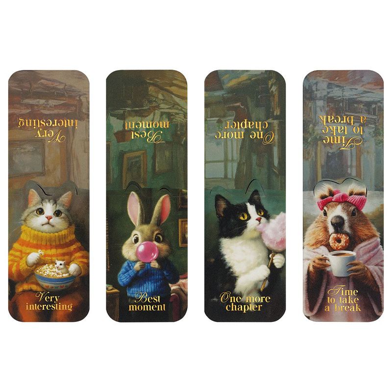 Закладки магнитные для книг, 4шт., MESHU "Аристократы", матовая ламинация, фольга 