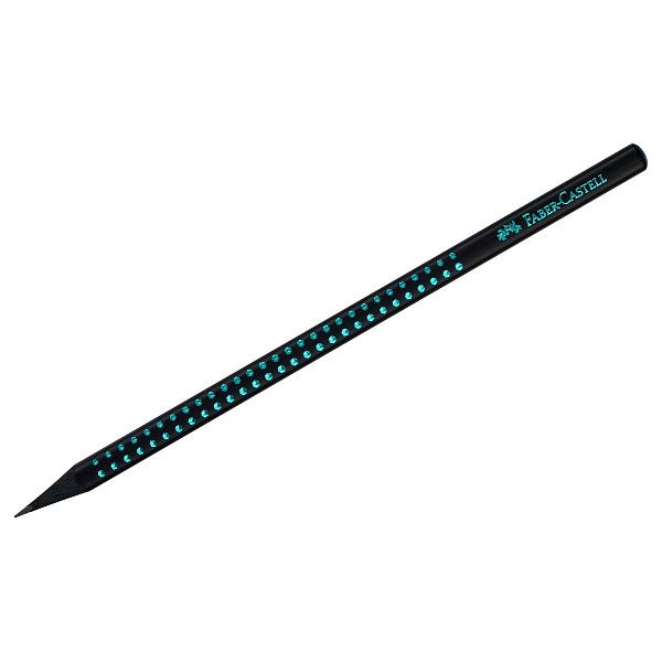 Карандаш ч/г Faber-Castell "Sparkle Black" B, трехгранный, заточен., черный/голубой металлик