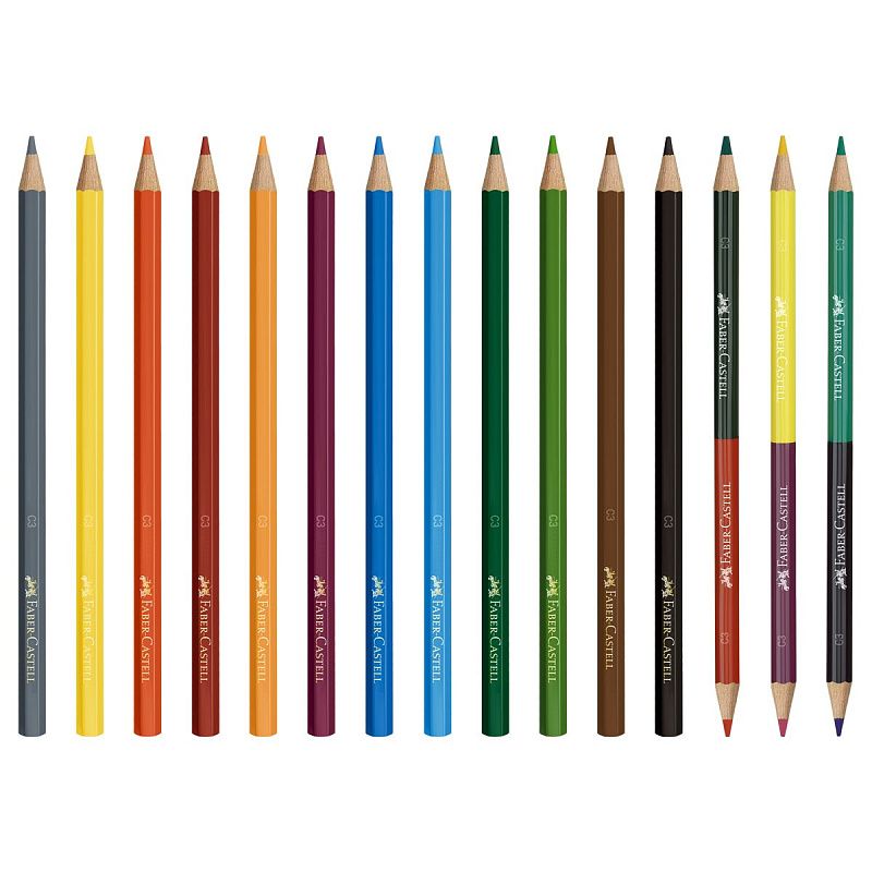 Карандаши цветные Faber-Castell "Замок", 12цв., шестигр., заточ.+6цв.+точилка, картон, европодвес