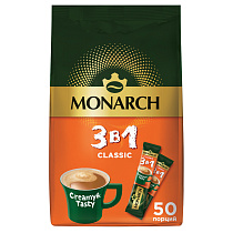 Кофе растворимый Monarch "Classic", 3в1, порошкообразный, порционный, 50 пакетиков*13,5г, пакет