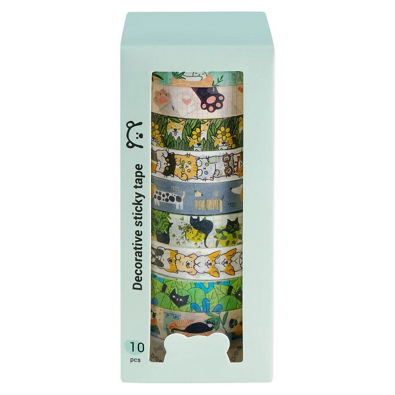 Набор клейких декоративных лент MESHU "Аnimals", 10шт