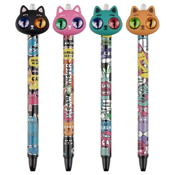 Ручка шариковая автоматическая MESHU "Hypno Cats" синяя, 0,7мм, корпус ассорти