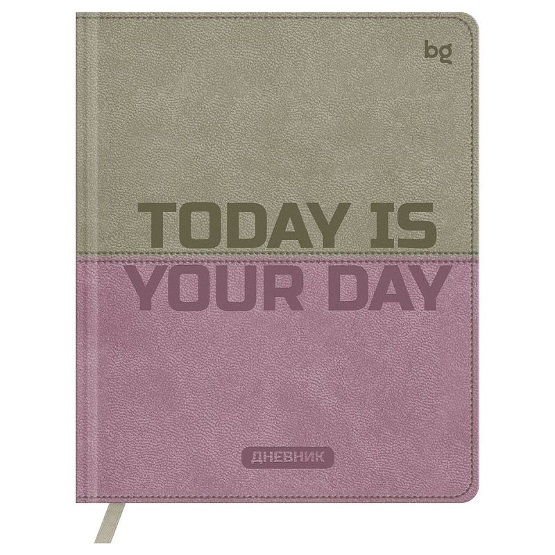 Дневник 1-11 кл. 48л. (твердый) BG "Double. Today is your day", иск. кожа, комбинирование материалов, тиснение, ляссе