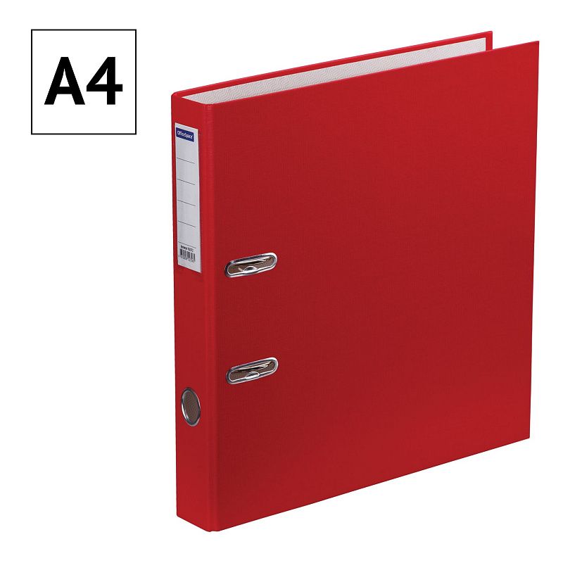 Папка-регистратор OfficeSpace, 50мм, бумвинил, с карманом на корешке, красная 