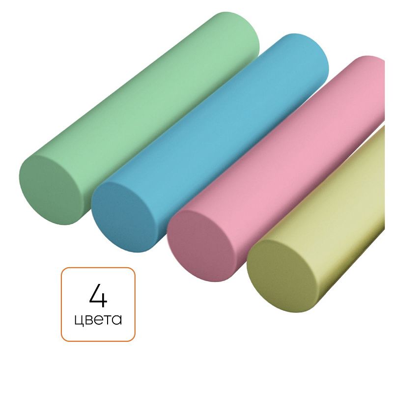 Мелки для асфальта Гамма "Мультики" цветные 4шт., круглые, с держателем, картонная коробка 