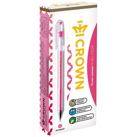 Ручка гелевая Crown "Hi-Jell Color" розовая, 0,7мм 