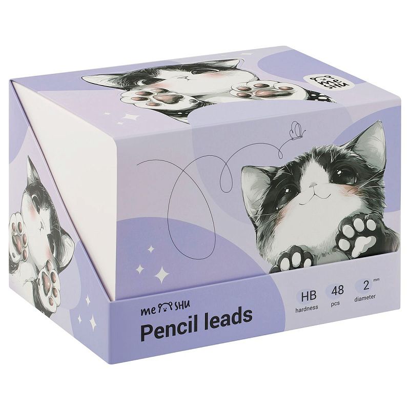 Грифели для механических карандашей MESHU, 6шт., 2,0мм, HB 