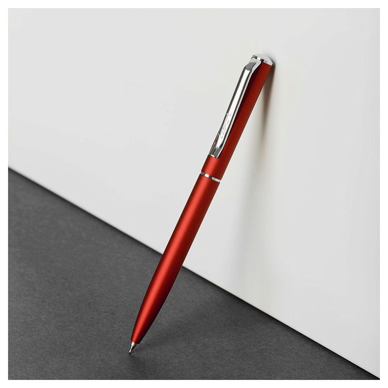 Ручка шариковая Luxor "New Premier" синяя, 0,7мм, корпус бордо/хром, поворотный механизм, футляр 