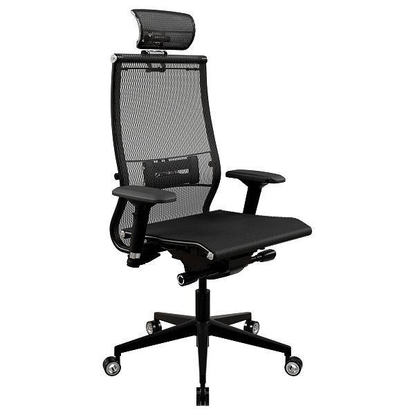 Кресло руководителя Метта "Samurai" Black Edition New, сетка черная, R-подголовник, синхромеханизм качания, мультиблок, 30.3.15.AA