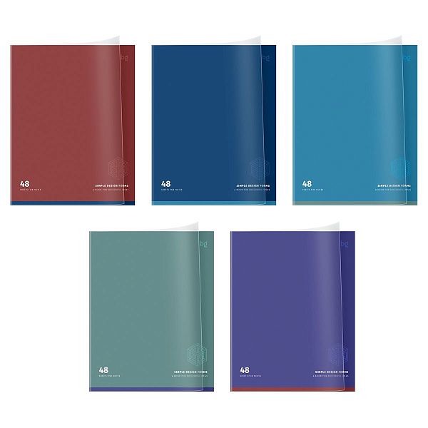 Тетрадь 48л., А5, клетка BG "Простые формы", пластиковая обложка