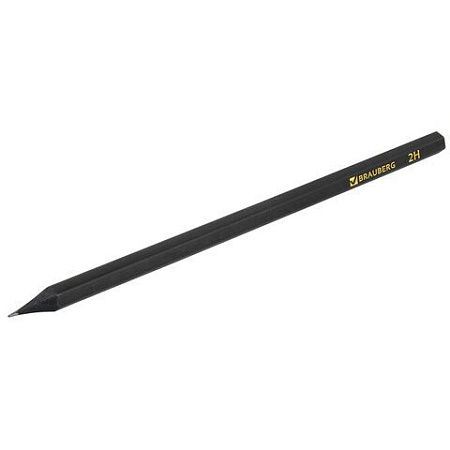 Карандаши чернографитные BRAUBERG НАБОР 12 шт., "Black Jack", 2Н-4В, без резинки, черные, дерево, заточенные, 180620 