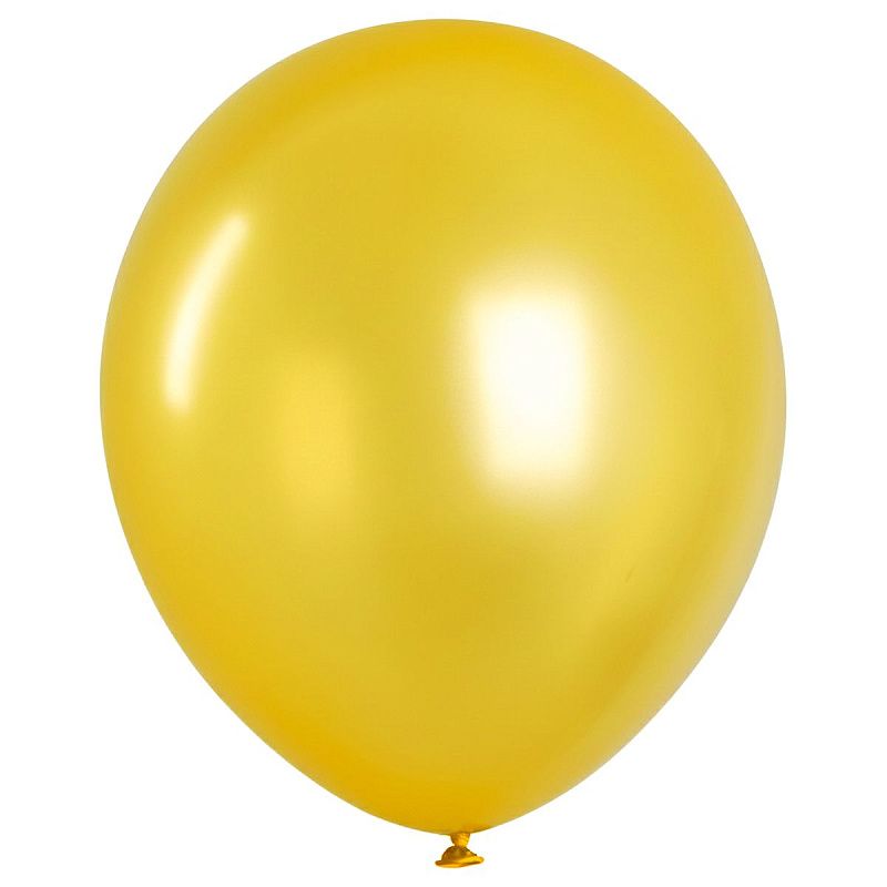 Воздушные шары,  50шт., М12/30см, MESHU, металлик, желтый