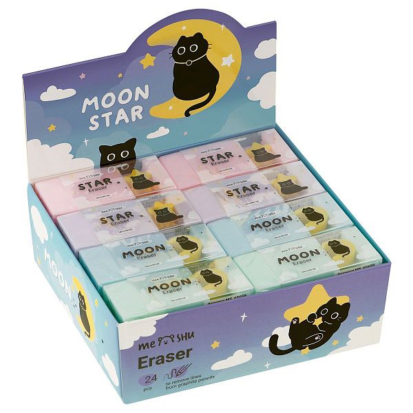 Ластик MESHU "Universe", 61*26*14мм, ПВХ, дисплей бокс, ассорти