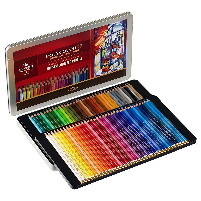Карандаши цветные художественные Koh-I-Noor "Polycolor", 72цв., заточен., метал. пенал