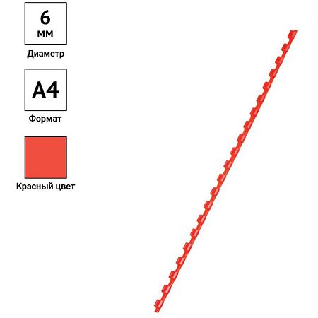 Пружины пластик D=06мм OfficeSpace, красный, 100шт.