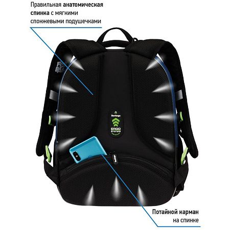 Ранец Berlingo Expert Mini "Football" 36*27*14см, 2 отделения, 2 кармана, анатомическая спинка, мешок для обуви 