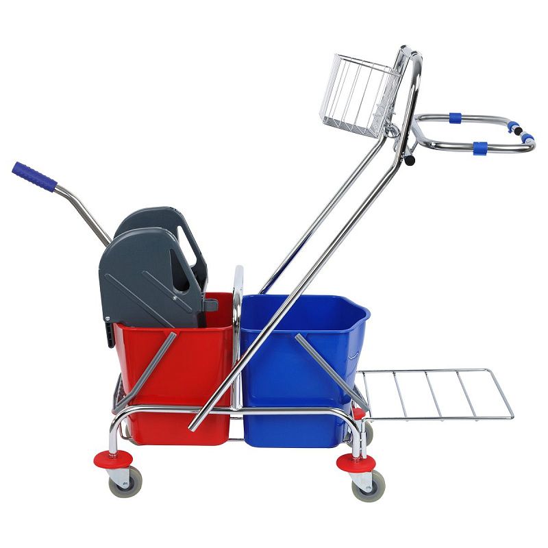 УЦЕНКА - Тележка уборочная OfficeClean Professional 2 секции, 15л, отжим, корзина, держ. д/мусор. мешка (осн 375549)