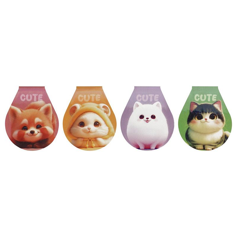 Закладки магнитные для книг, 4шт., MESHU "Plum pets", голографическая фольга 