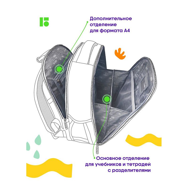 Ранец Berlingo Expert Mini "Dragonfly" 36*27*14см, 2 отделения, 2 кармана, анатомическая спинка, мешок для обуви 