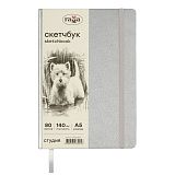 Скетчбук 80л., А5 Гамма "Студия", серебро, твердая обложка, на резинке, слоновая кость, 140г/м2