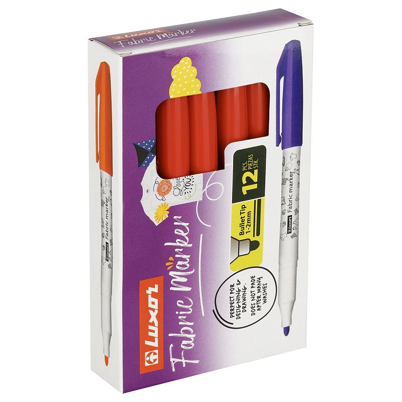 Маркер для ткани Luxor "Fabric" красный, пулевидный, 1-2мм 