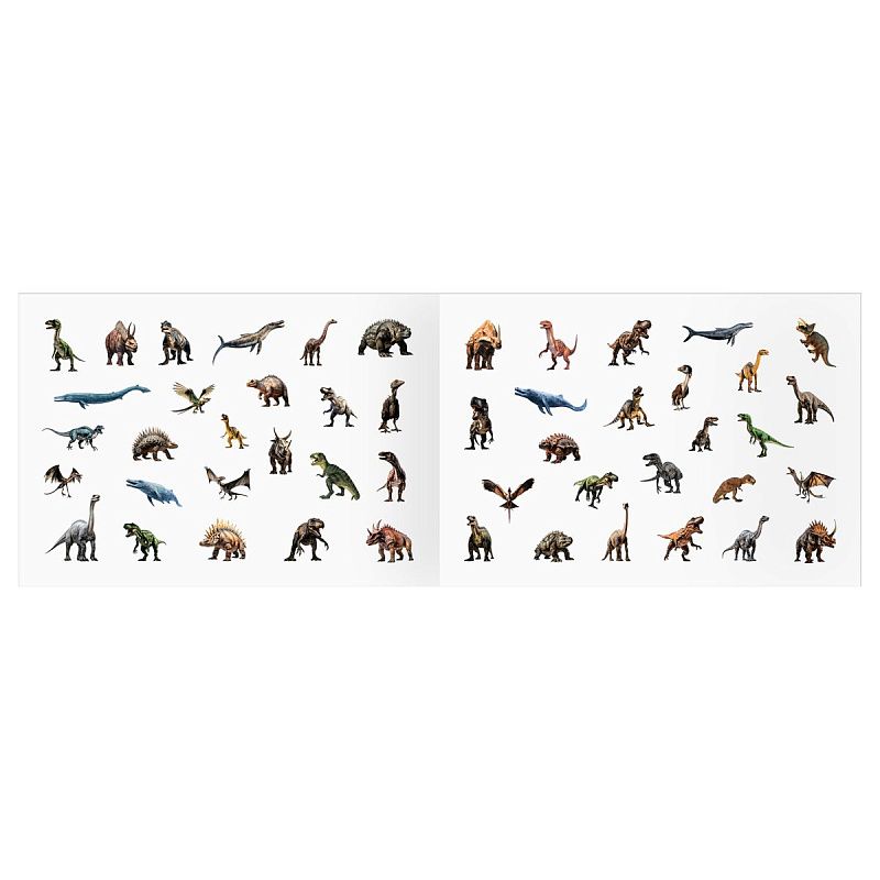 Альбом с наклейками ТРИ СОВЫ "100 наклеек. Мир динозавров", А5, 100шт.