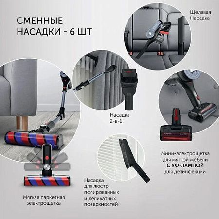 Пылесос вертикальный беспроводной POLARIS PVCS 7090 HandStickPRO Aqua, 7 в 1, потребляемая мощность 450 Вт, 0,6 л, 54309