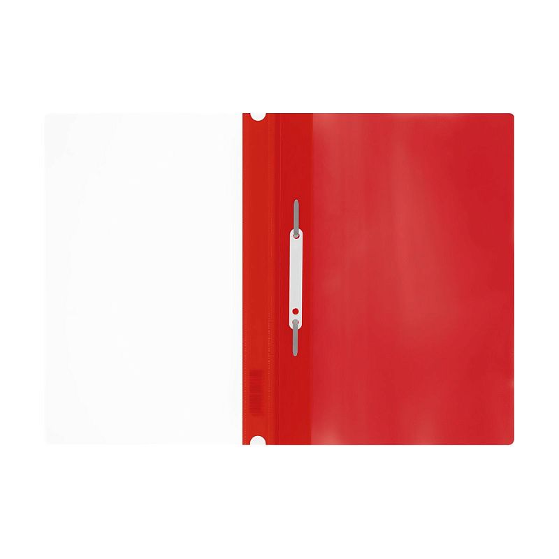 Папка-скоросшиватель пластик. перф. СТАММ А4, 160мкм, красная с прозр. верхом 