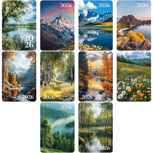 Календарь карманный, 65*95 мм BG "Природа", глянцевая ламинация, ассорти, 2026г.