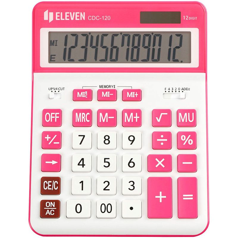 УЦЕНКА - Калькулятор настольный Eleven CDC-120-WH/RD, 12 разрядов, двойное питание, 155*206*38мм, белый/красный (осн 365648)