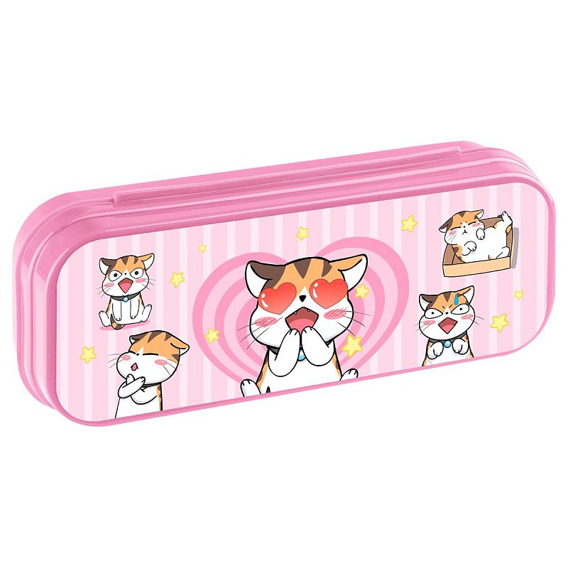 Пенал-футляр, 215*90*43 СТАММ "Мяу", розовый 