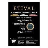 Альбом для акварели, 15л., А4, на склейке Clairefontaine "Etival", 300г/м2, торшон, холод. пресс., черный