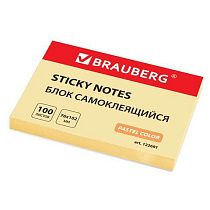 Блок самоклеящийся (стикеры) BRAUBERG, ПАСТЕЛЬНЫЙ, 76х102 мм, 100 листов, желтый, 122691 Блок самоклеящийся (стикеры) BRAUBERG, ПАСТЕЛЬНЫЙ, 76х102 мм, 100 листов, желтый, 122691